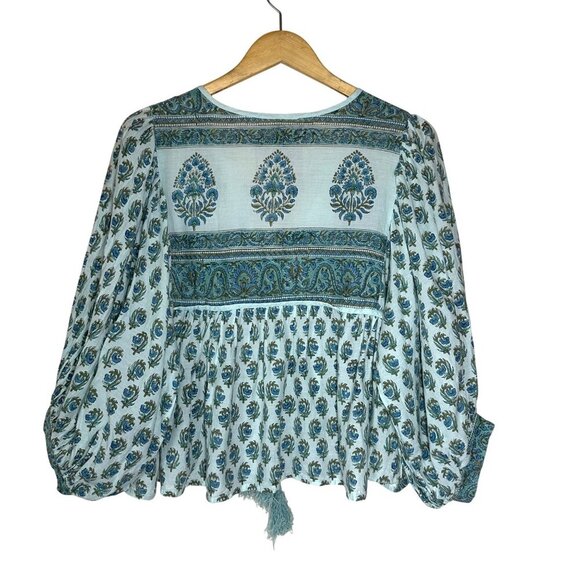 Naked Generation Hand Blocked Prairie Blouse Womens Size M Boho Peasant Shirt - Picture 7 of 8